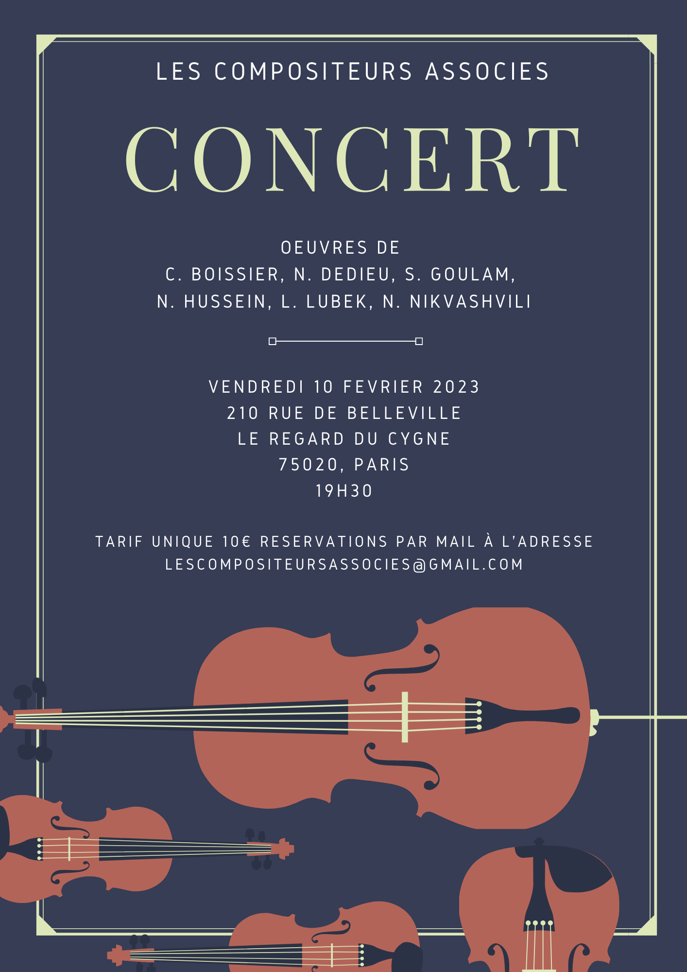 Affiche concert Les Compositeurs Associés 10 février 2023